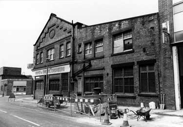 Roper and Wreaks Ltd., engineers, Oval Works, No. 112 Arundel Street looking towards the junction with Matilda Street