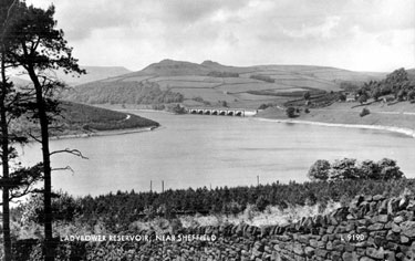 Ladybower Reservoir, near Sheffield. Ashopton Viaduct in background (built over the village of Ashopton)