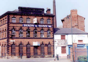 Former premises of James Dixon and Sons, Cornish Place Works, Green Lane. Former Ball Inn, right