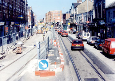 West Street during the construction of Supertram