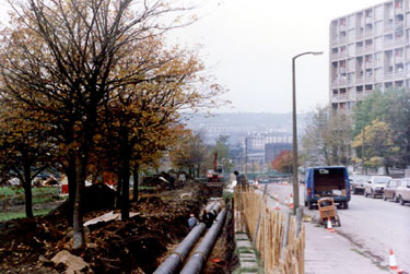 Pipelaying off South Street, Park showing Park Hill Flats