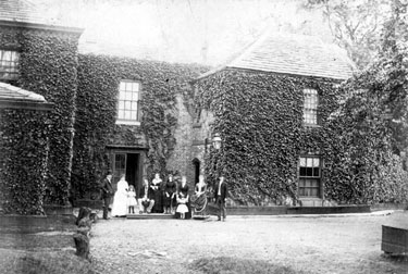 Members of the Bright Family outside Sharrow Head House, Cemetery Road. The home of Maurice de L Bright, Steel Merchant, until his death in 1902