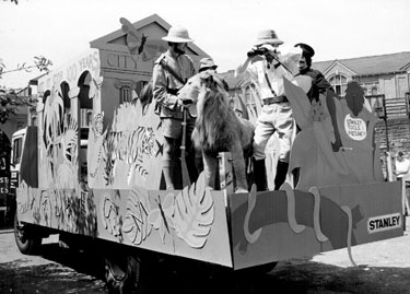 Staff from Sheffield City Museum, Weston Park, on a decorated float for the Lord Mayors Parade
