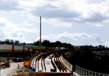 Construction of Supertram bridge, off Granville Road