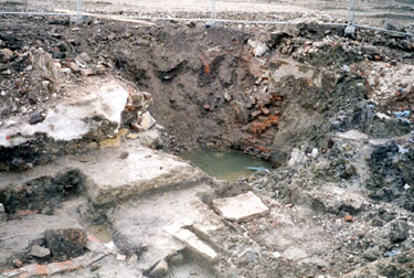Archaeological dig at Exchange Riverside, Nursery Street, showing remains of early cementation furnaces