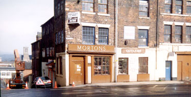 West Street and Bailey Lane showing former premises of Nos. 100 - 104 Morton Scissors, scissors manufacturers and No. 100 Davidson and Co. (Steel Stamps) Ltd., mark makers