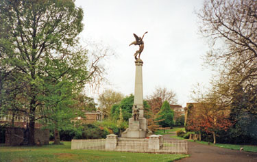 York and Lancaster Regiment War Memorial, Weston Park the South African Memorial to the Boer War fallen is visible under the tree on the left