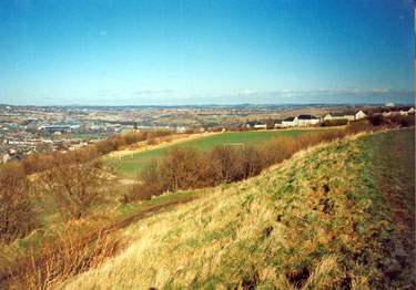 View from the Bole Hill, Crookes looking towards Bole Hill Recreation Ground and Bole Hill School 