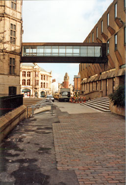 Link from the Town Hall to the Town Hall Extension (known as the Egg Box (Eggbox)), Norfolk Street looking towards Surrey Street