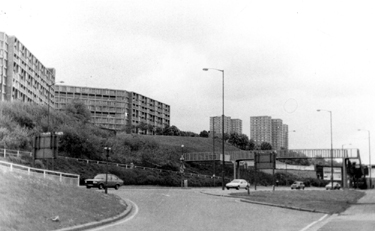 Park Square with Hyde Park Flats (left) and Claywood Flats in the background