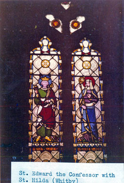 St. Edward the Confessor with St. Hilda (Whitby) Stained Glass Window, South Aisle, St. Marie's Roman Catholic Cathedral, Norfolk Row 