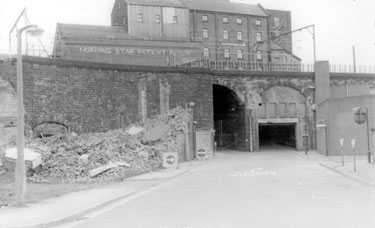 Wigfall and Sons Ltd., Morning Star Patent Flour Mill, Walker Street and Wicker Viaduct from Johnson Street