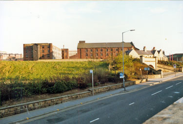 Straddle Warehouse (left); Terminal Warehouse (centre); Merchants Crescent Coal Office (left), Canal Basin and Furnival Road from Victoria Station Road