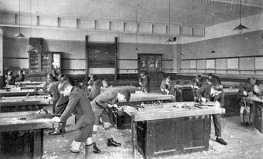 Woodwork class, King Edward VII School, Glossop Road