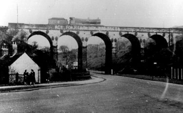 Five Arches, Herries Road, post 1948 (see notes below) with peace campaign graffit.