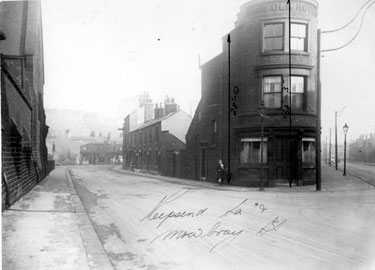 Norfolk Hotel, corner of Mowbray Street and Neepsend Lane with part of St. Michael and All Angels Church