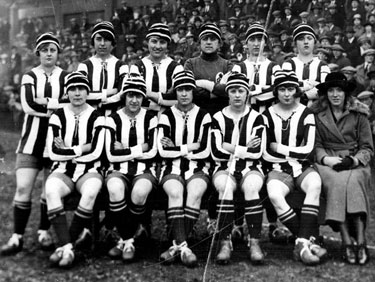 Dick Kerr Kickers Ladies Team (1917-1965), from the firm called Dick Kerr of St. Helens, at Hillsborough