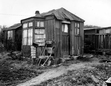 Residential hut at Meadowhead Allotments, picture took by Environmental Health to show squalid living conditions