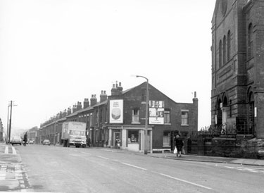 Nos. 90, 92 etc., Petre Street near the junction with Harleston Street showing Petre Street Methodist Chapel extreme right