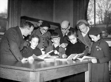 Young readers, children's library, Firth Park Branch Library, Firth Park Road with (probably) Local Government Officials looking on