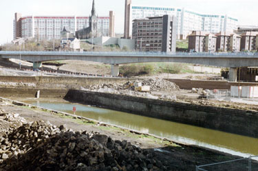 Building works at Victoria Quays, during which the canal was drained