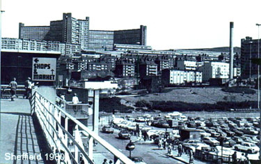 View from Sheaf Market, Sheaf Street with Hyde Park Flats in the background