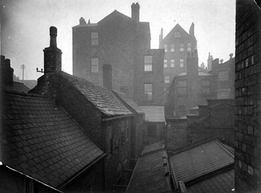 View over the rooftops of property on Castle Street looking towards the Wharncliffe Hotel, King Street