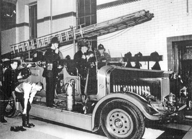 The last open-type fire engine at Division Street Fire Station in Sheffield before it was given to the training school