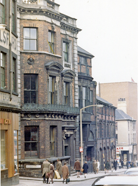 The Sheffield Club, No. 36 Norfolk Street at the junction with Mulberry Street looking towards the junction with Change Alley