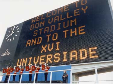 The Scoreboard Welcome, Opening Ceremony, World Student Games, Don Valley Stadium