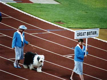 Great Britain Team lead out by Sheff the World Student Games Mascot, Opening Ceremony, World Student Games, Don Valley Stadium