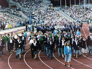 Team from Great Britain Parade Opening Ceremony, World Student Games, Don Valley Stadium