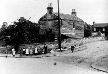 Fox Hill Road at what later became Birley Rise Road junction. Birley Mount Cottage in the foreground and Birley Mount in the background.