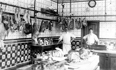Interior of an Unidentified Butchers Shop