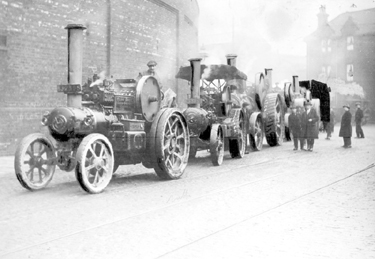 Extra-ordinary Traffic- 5 Traction Engines used in towing 100 ton Hammer Block at the junction of Upwell Street and Brightside Lane