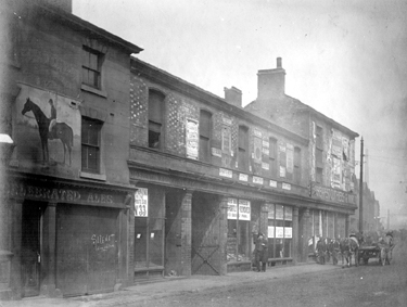 Sheaf Street looking towards junction with Broad Street, including No. 14 Horse and Jockey Hotel, No. 10 former premises of Stenton and Price, glass and china merchants