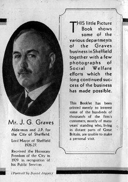 Opening page from a souvenir booklet by J.G. Graves Ltd., mail order suppliers, showing J.G. Graves