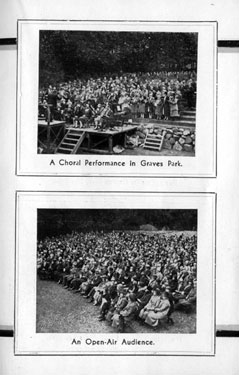 Page from a souvenir booklet by J.G. Graves Ltd., mail order suppliers, showing Choral Performance in Graves Park