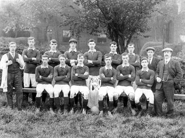 Unknown football team with cup - location unknown - possibly an Ecclesfield connection