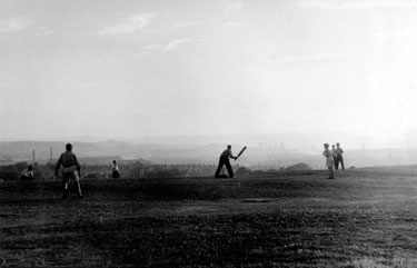 Children playing Cricket in High Hazels Park, Darnall