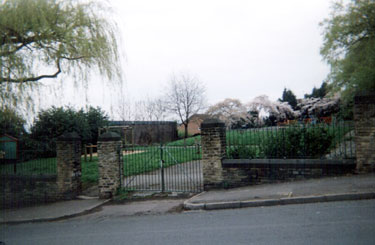Entrance to Brightside Recreation Ground, Jenkin Road showing the site of the former Lodge