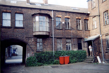 The entrance to the yard and managers bow windowed office of the former Joseph Pickering and Sons Ltd., Albyn Works, Burton Road, Neepsend