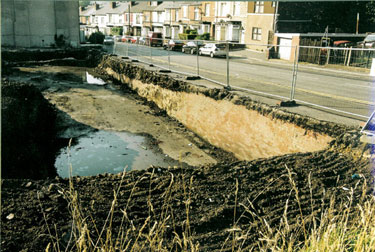 Site of a World War II reservoir to hold water for fire extinguishing; formerly No. 96 Bolsover Road (corner with Lindley Road) where the Antcliffe familywere killed by enemy action 15 December 1940
