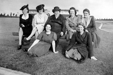 Some of the wives of the English Steel Corporation cricket team, E.S.C. Sports Ground