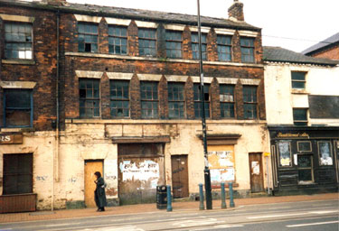 Former premises of No. 100 Davidson and Co. (Steel Stamps) Ltd., mark makers, and No. 94 The Saddle public house, West Street