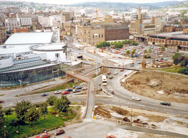 Taken from Park Hill during the construction of Park Square and Supertram