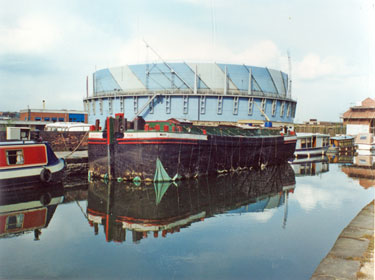 Keel, Dorothy Pax, Sheffield and South Yorkshire Navigation with Gas Holders on  Effingham Street in the background