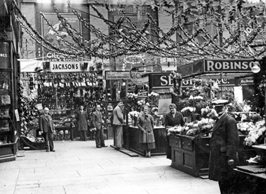 Norfolk Market Hall, possibly during 1935 Shopping Festival