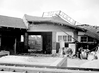 Gale damage at Thomas Wilkinson and Sons (Builders) Ltd., Olive Grove Works, Midhill Road, Heeley