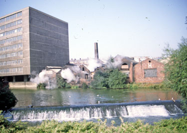 Walk Mill Weir from Effingham Street with Hobson Houghton Co. Ltd and Don Steel Works in the background 